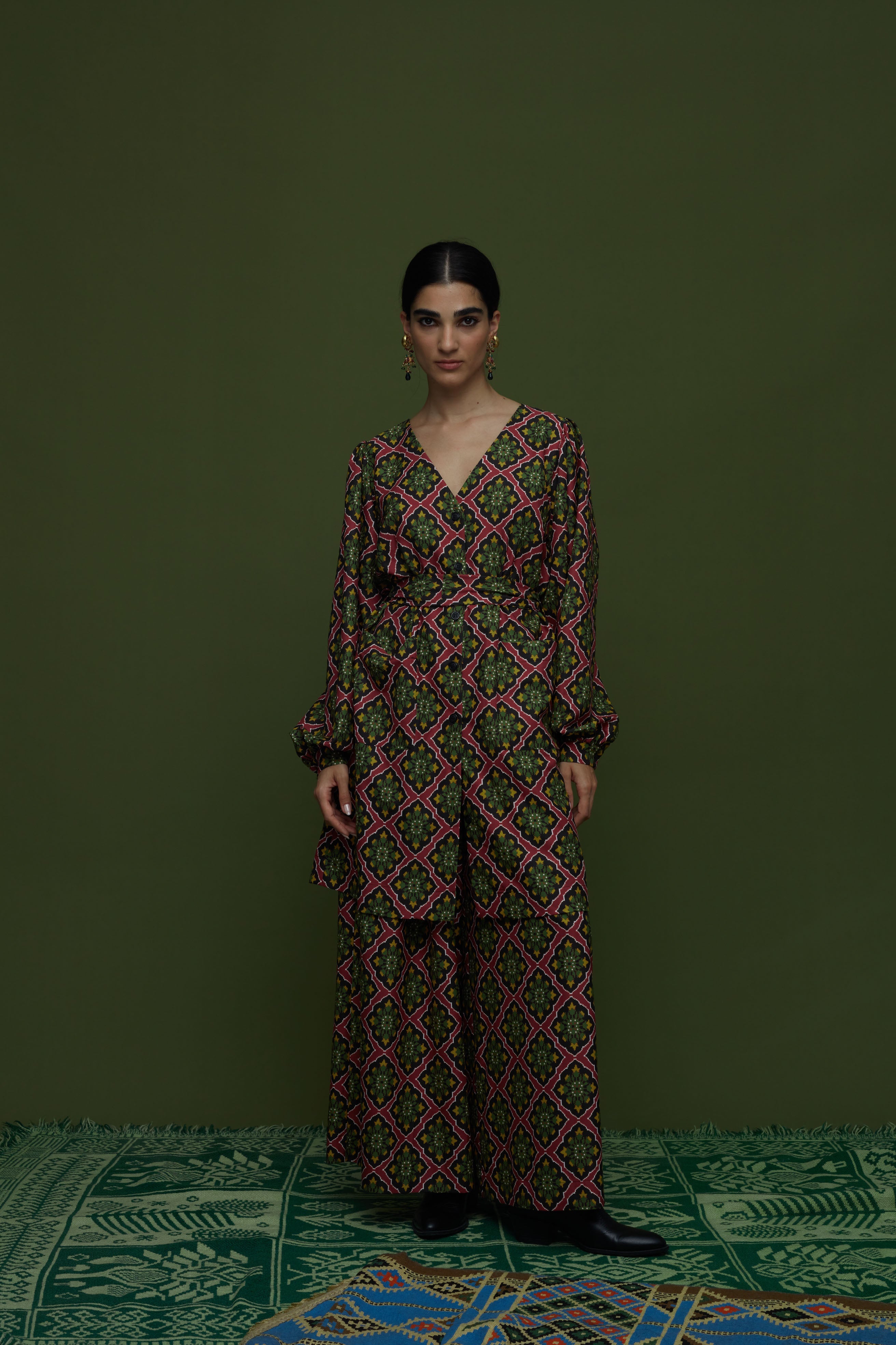 SAITA PANTS (TYROS BORDEAUX PRINT)