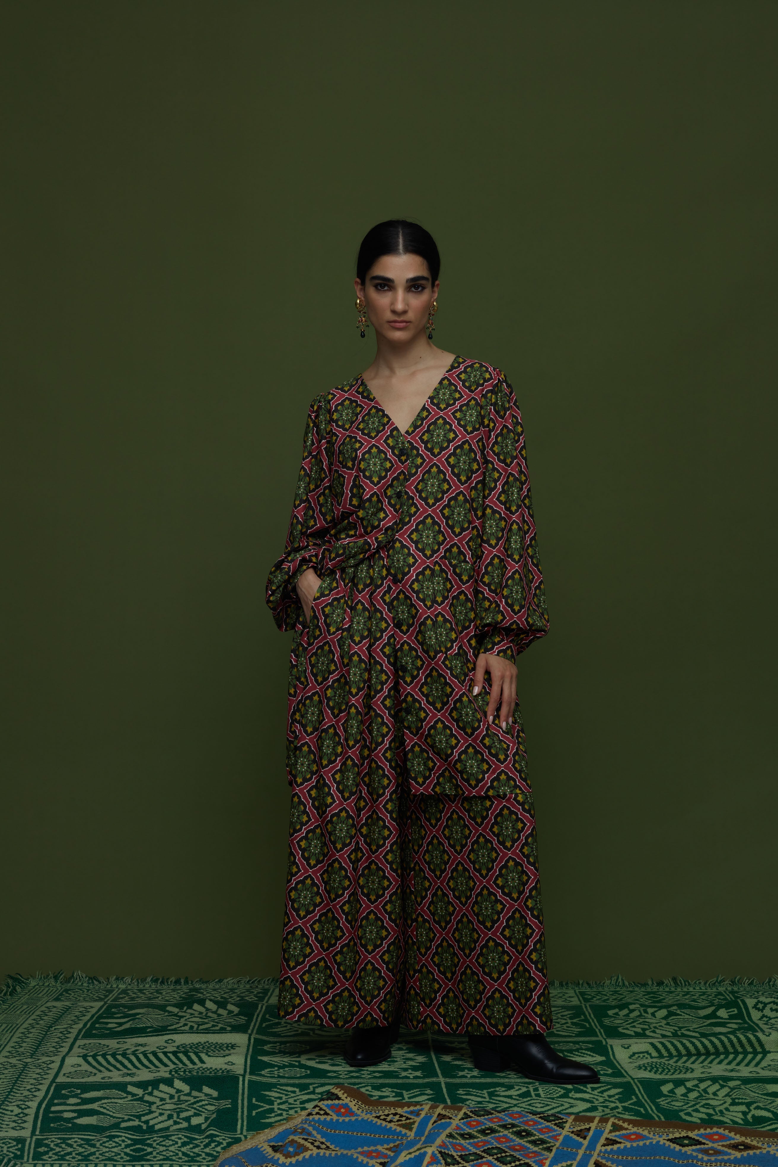 SAITA PANTS (TYROS BORDEAUX PRINT)
