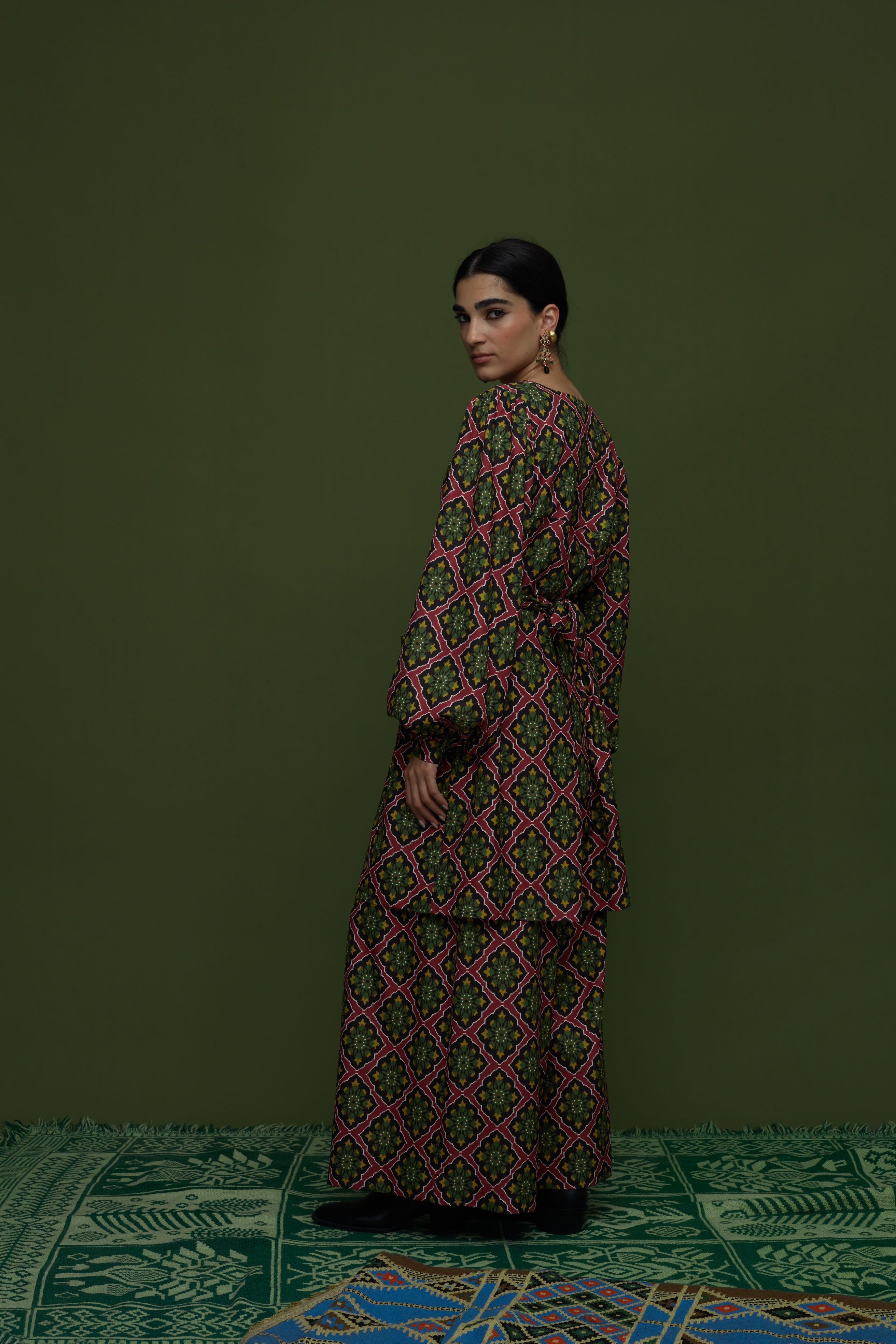 IFADI MINI DRESS (TYROS BORDEAUX PRINT)