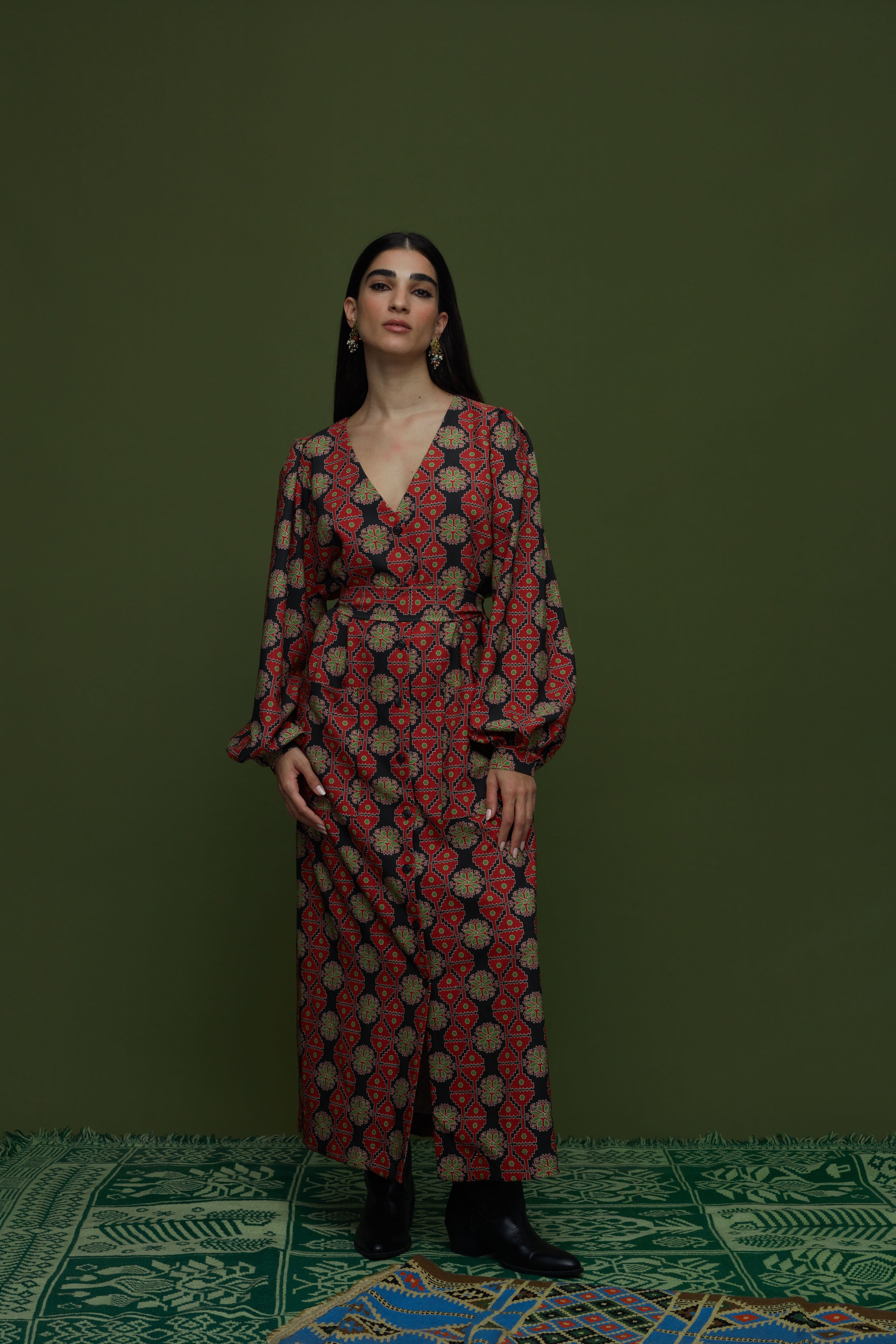 STIMONI MAXI DRESS (KYNOURIA BLACK PRINT)