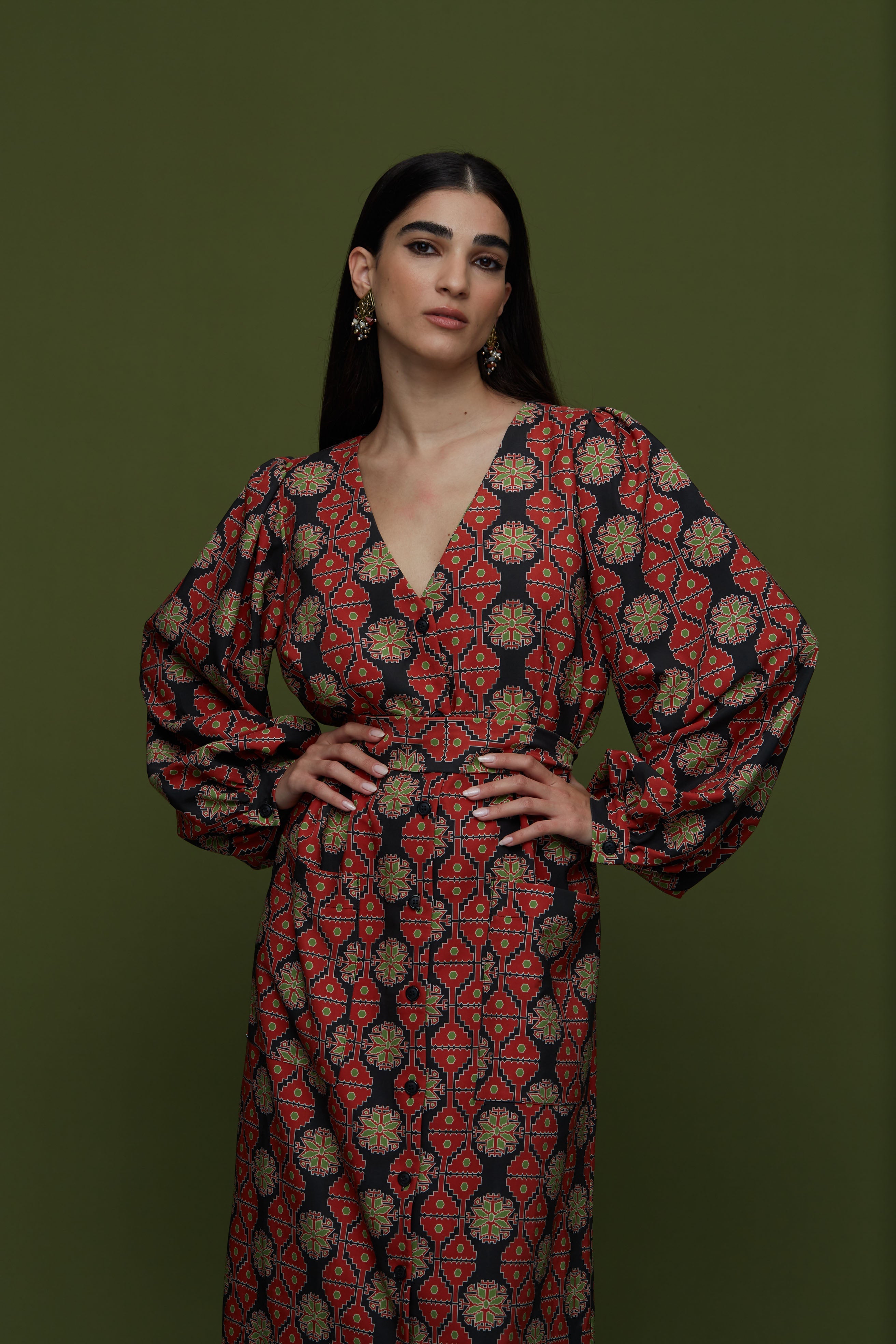 STIMONI MAXI DRESS (KYNOURIA BLACK PRINT)