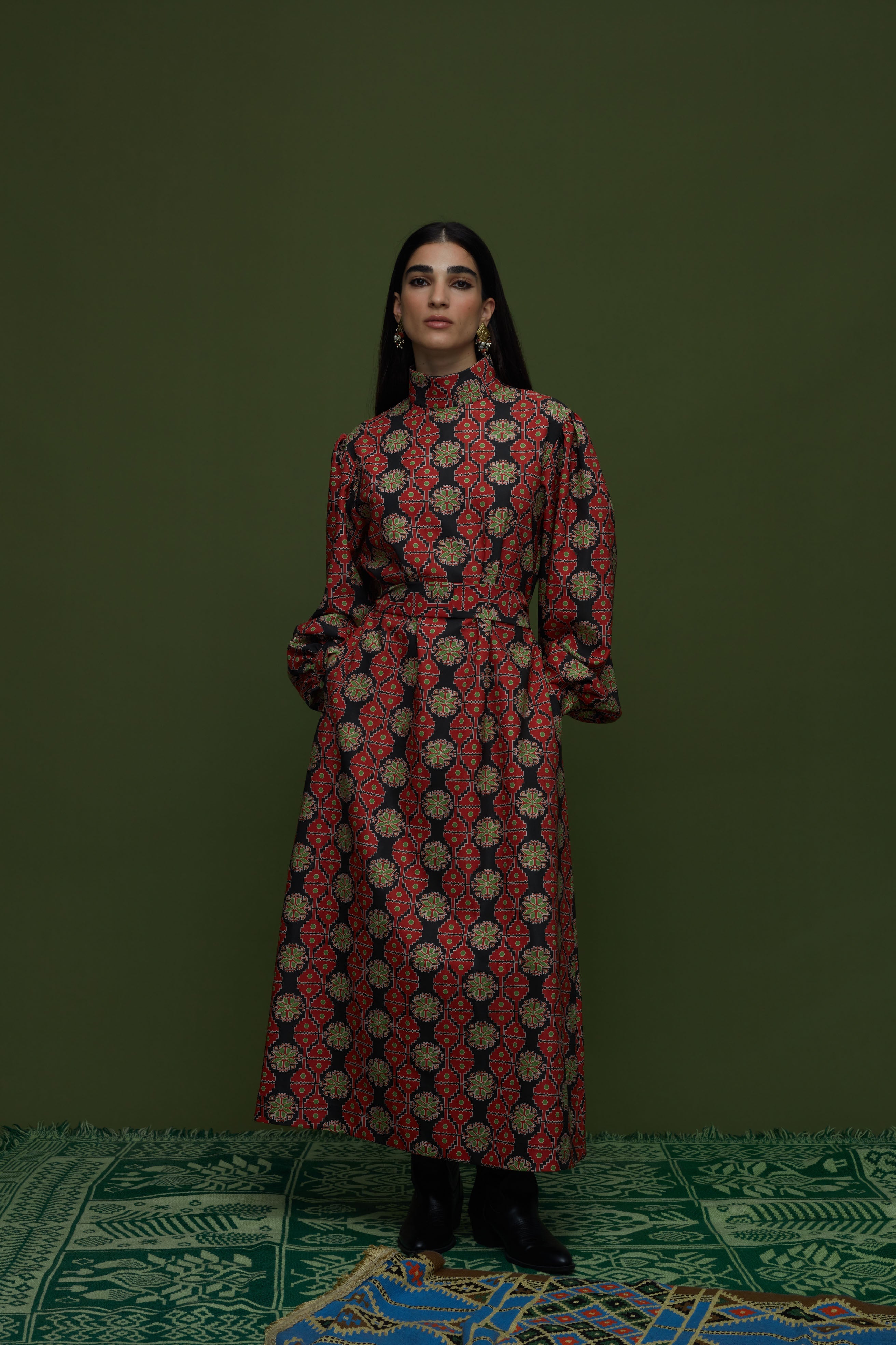 PANSES MAXI DRESS (KYNOURIA BLACK PRINT)