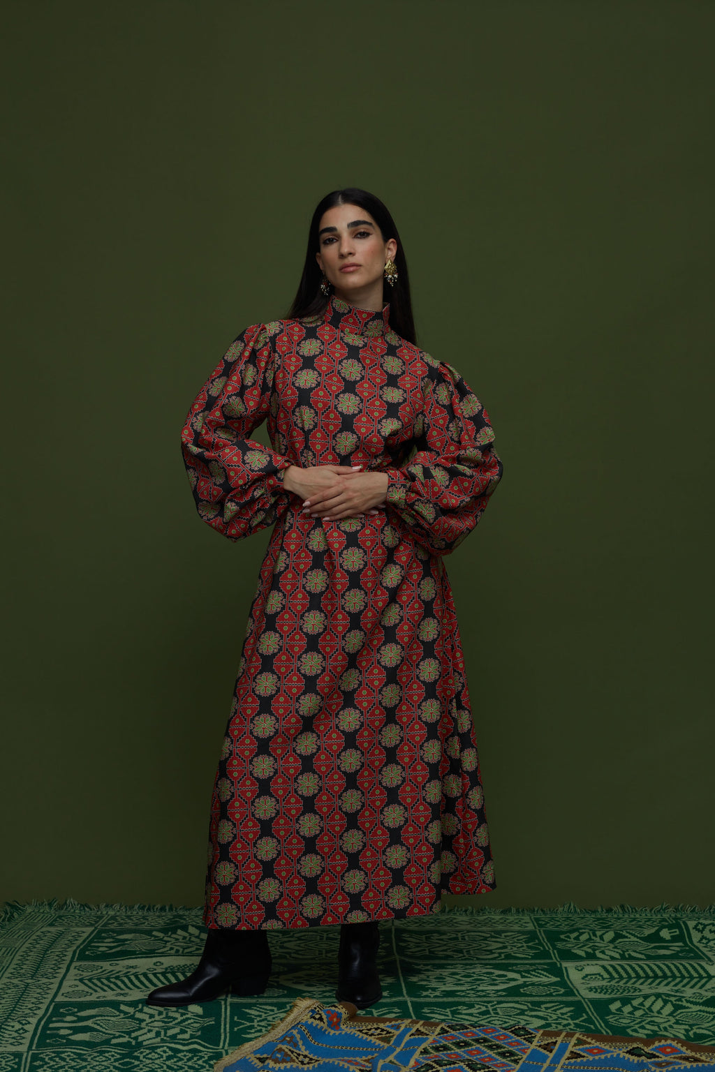 PANSES MAXI DRESS (KYNOURIA BLACK PRINT)