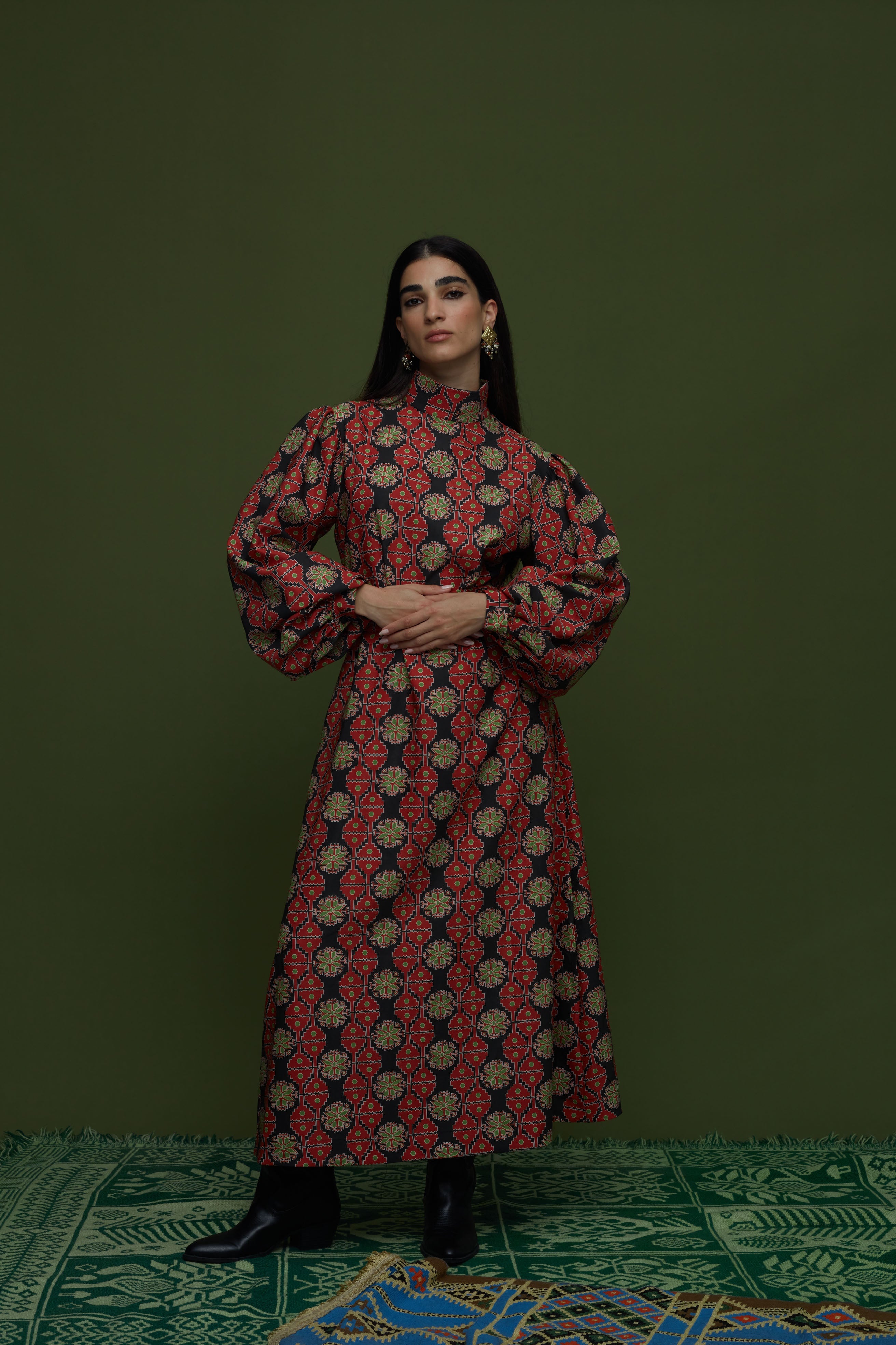 PANSES MAXI DRESS (KYNOURIA BLACK PRINT)
