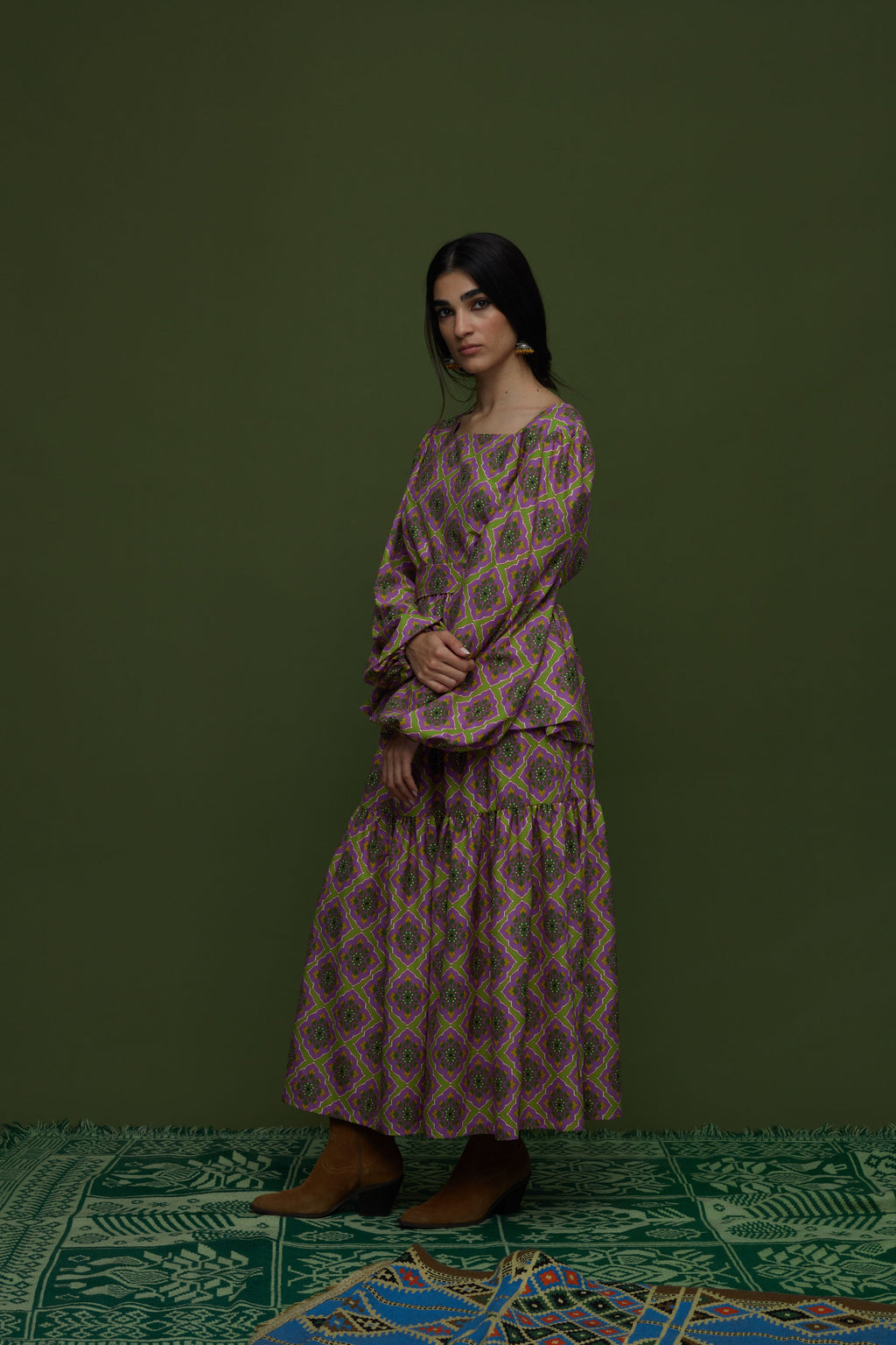 ARGALIOS SKIRT (TYROS OLIVE PRINT)