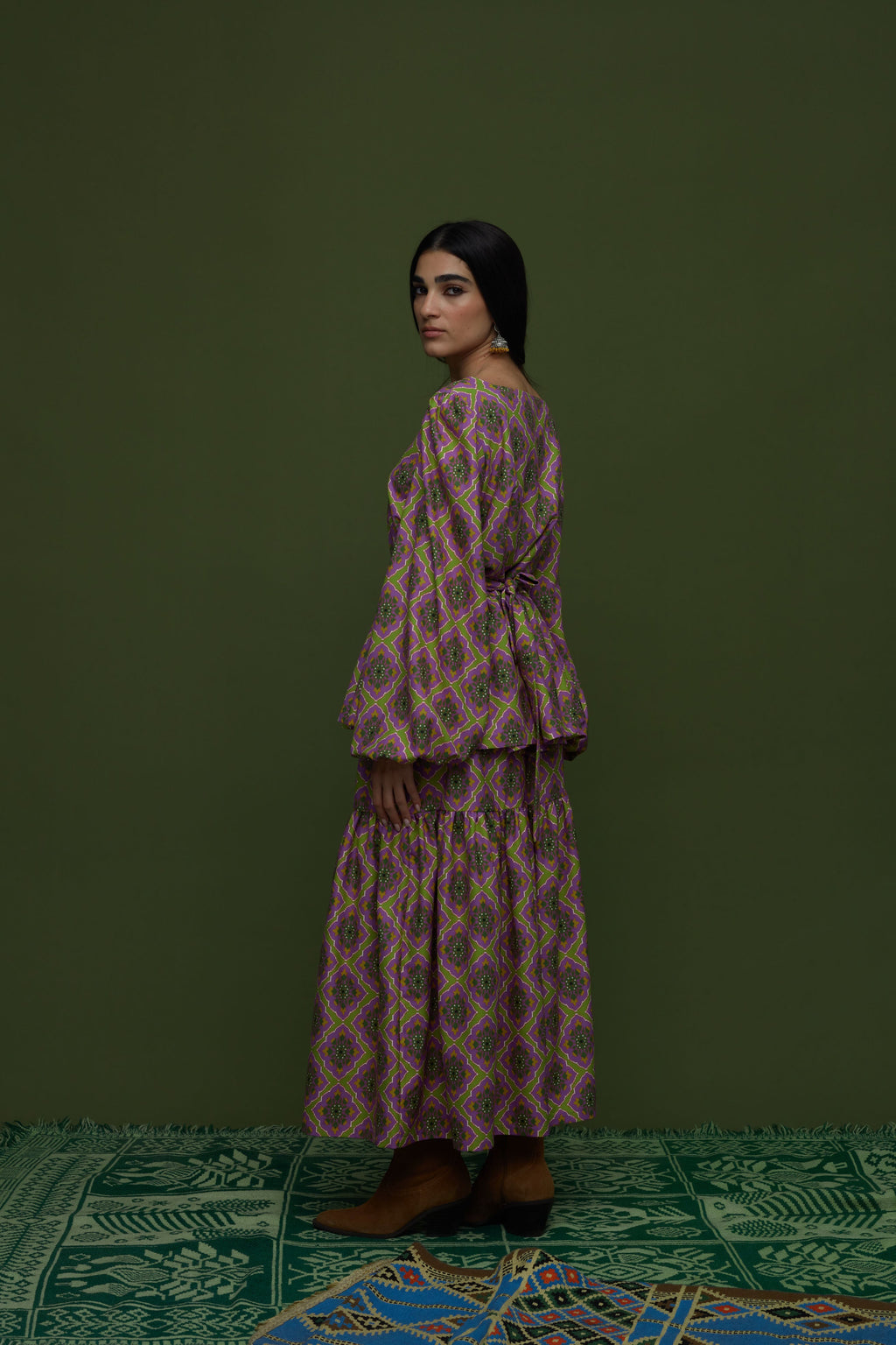 ARGALIOS SKIRT (TYROS OLIVE PRINT)
