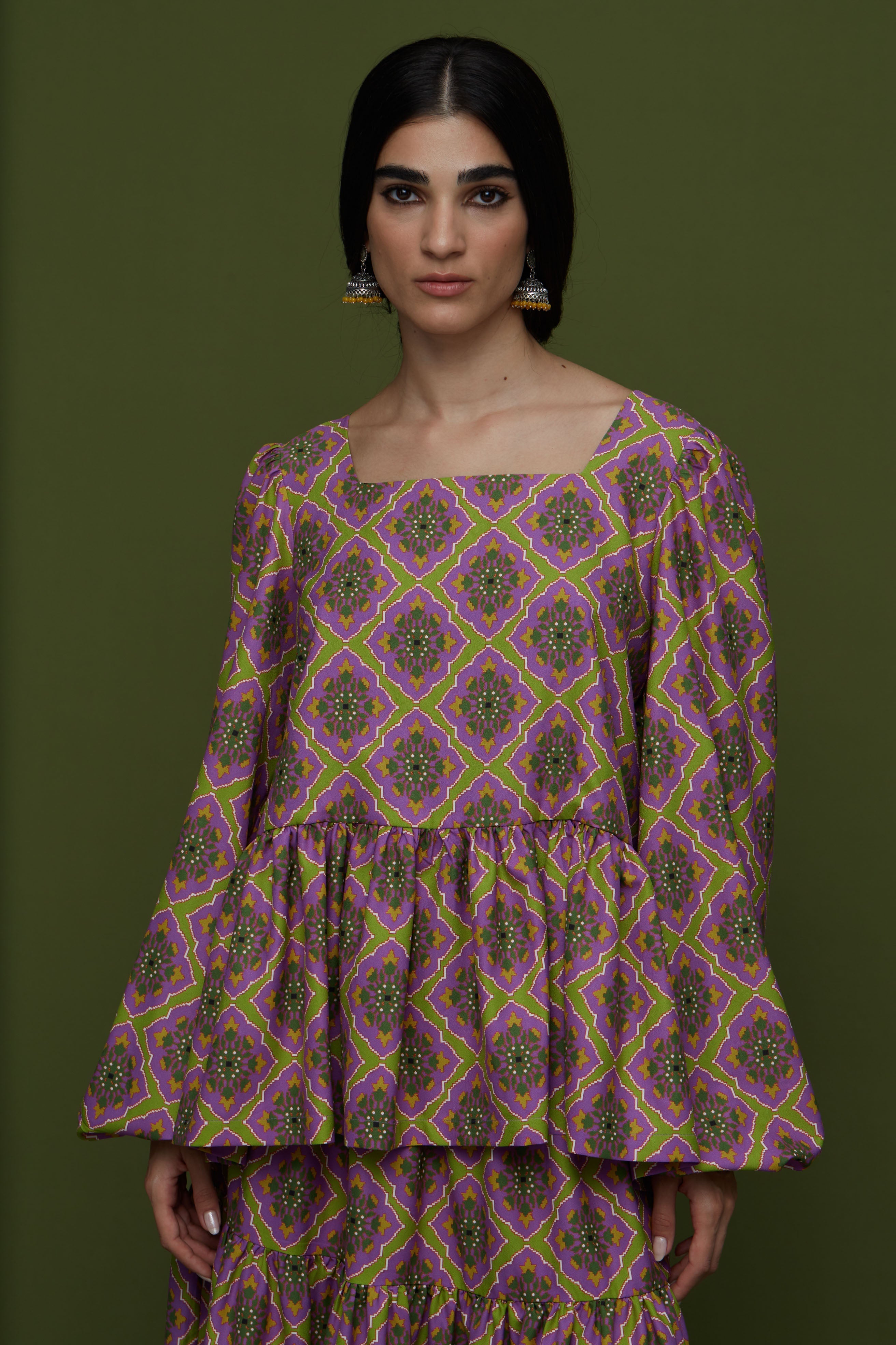 ARGALIOS TOP (TYROS OLIVE PRINT)