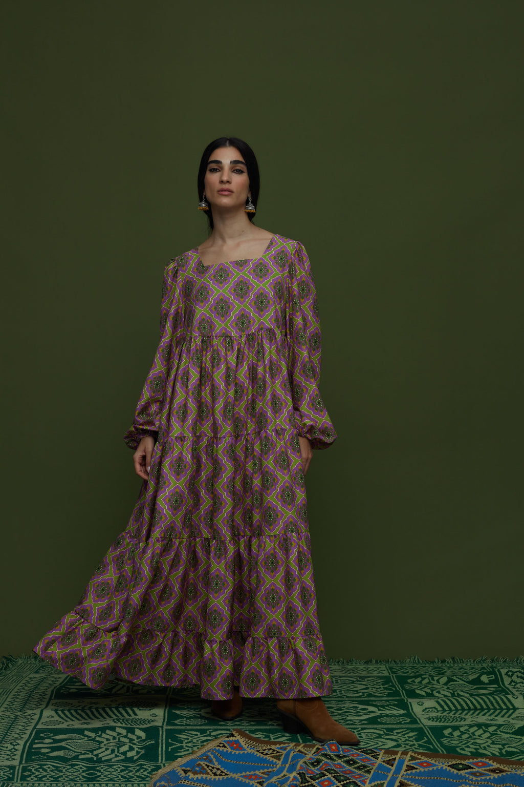 ARGALIOS MAXI DRESS (TYROS OLIVE PRINT)