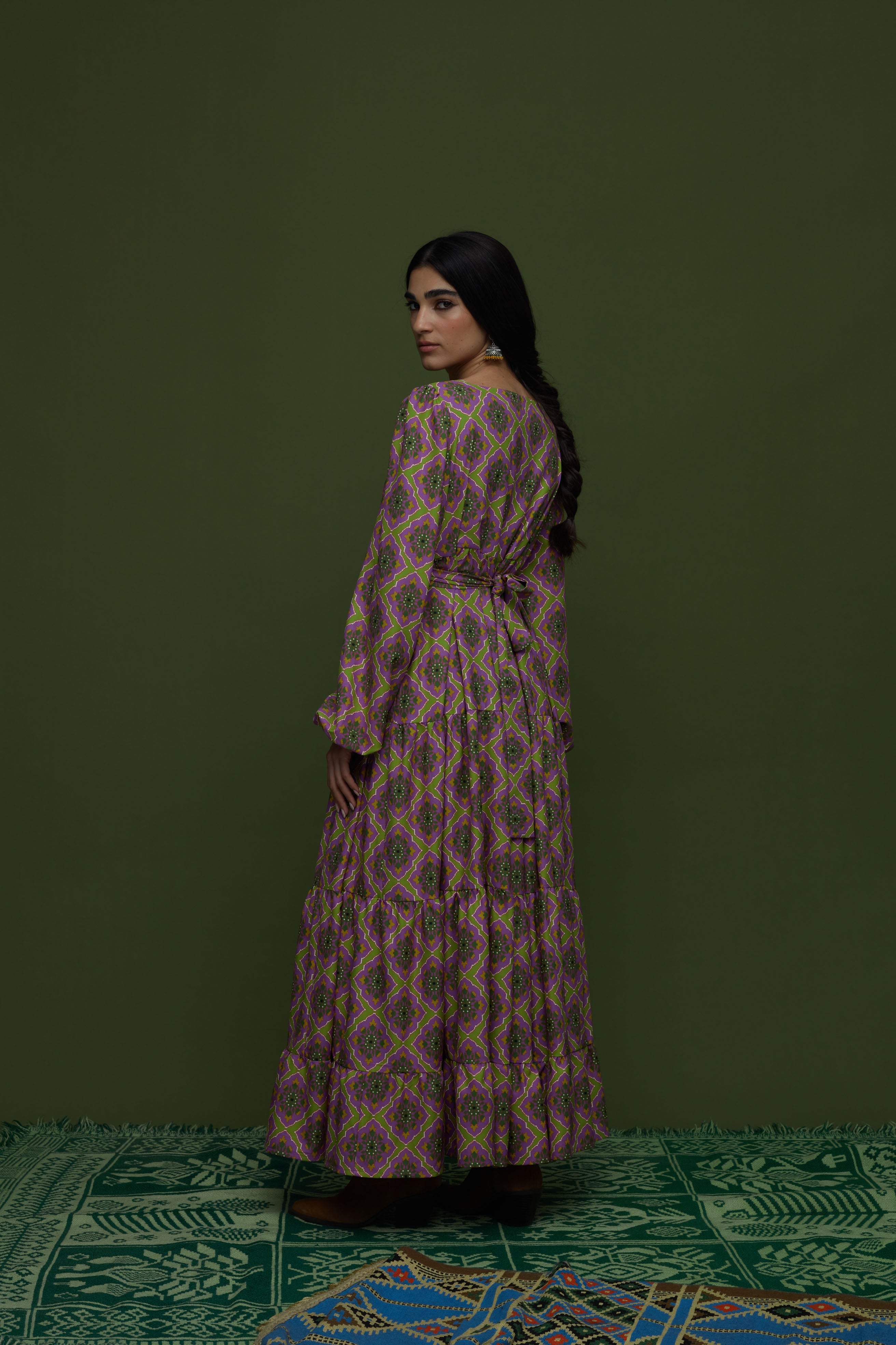 ARGALIOS MAXI DRESS (TYROS OLIVE PRINT)