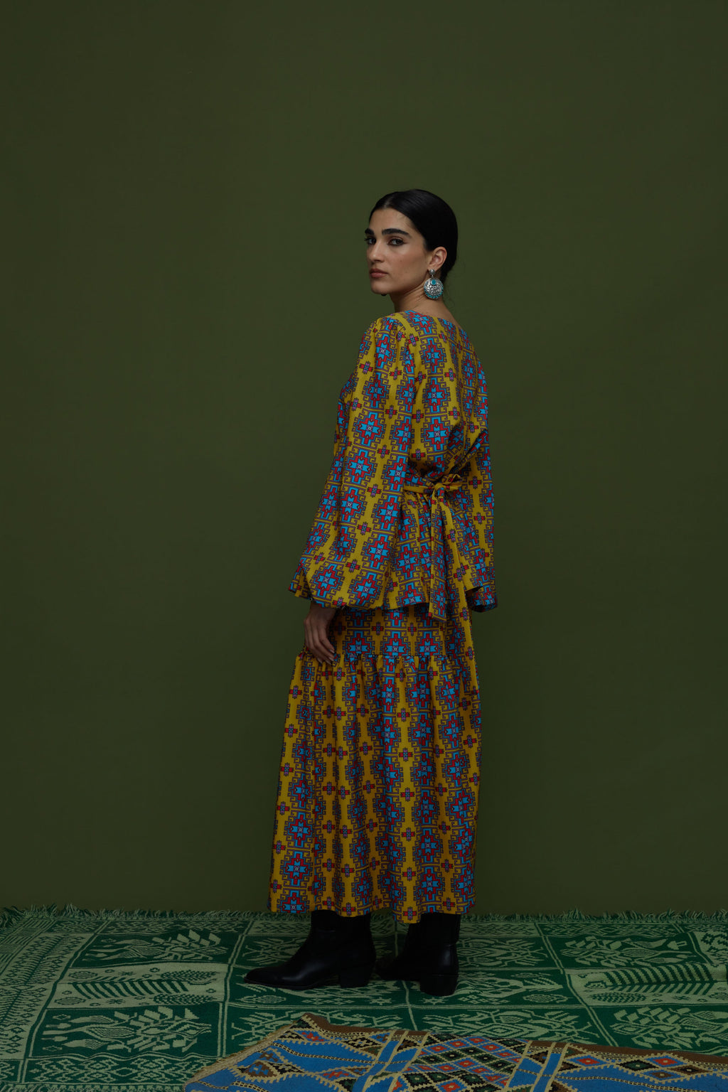 ARGALIOS SKIRT (LEONIDIO MUSTARD PRINT)