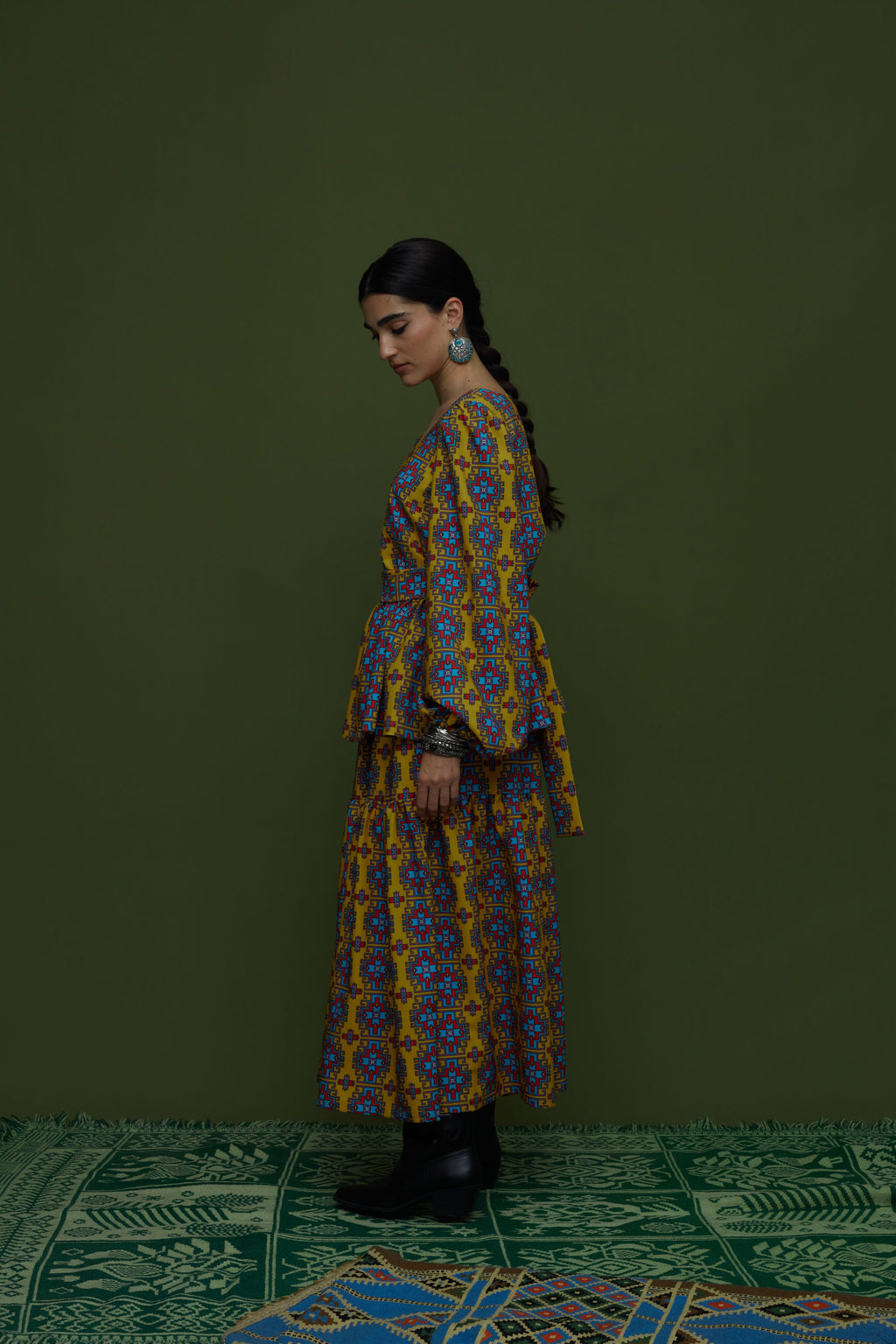 ARGALIOS SKIRT (LEONIDIO MUSTARD PRINT)