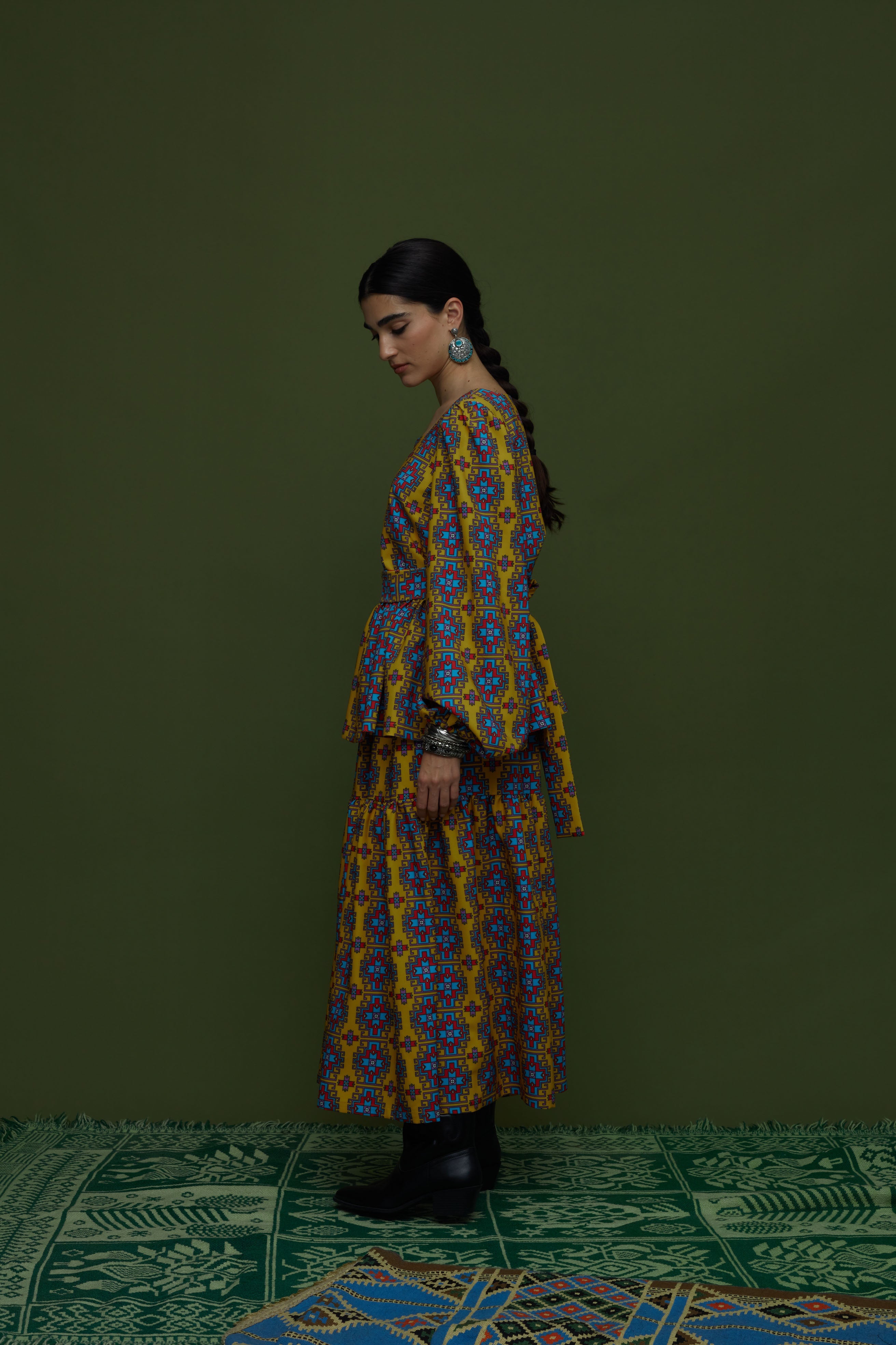ARGALIOS SKIRT (LEONIDIO MUSTARD PRINT)